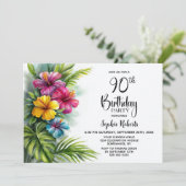 Invitation Tropical Hibiscus 90th Birthday Party (Debout devant)