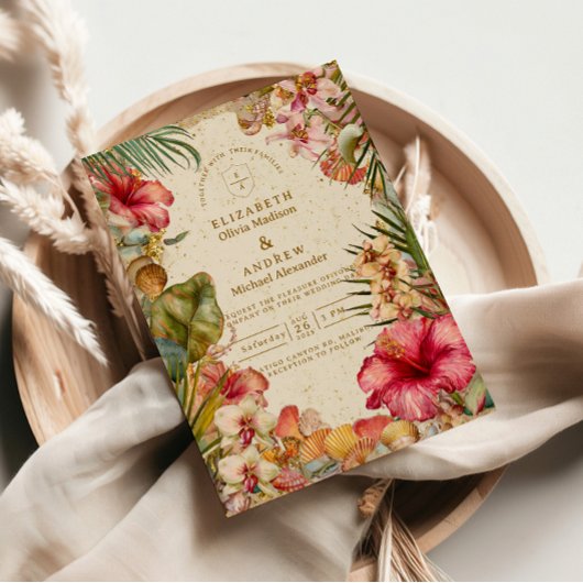 Invitation Tropical Hibiscus Botanical Wedding