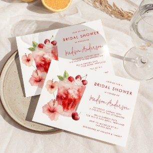 Invitation Tropical Hibiscus Cocktail aux Cerises pour une Ma