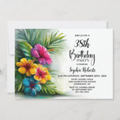 Invitation Tropical Hibiscus Flowers Any Age Birthday Party (Devant)