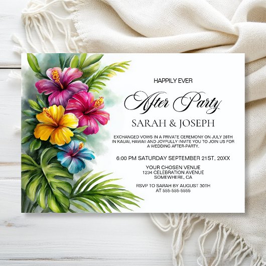 Invitation Tropical Hibiscus Wedding After Party