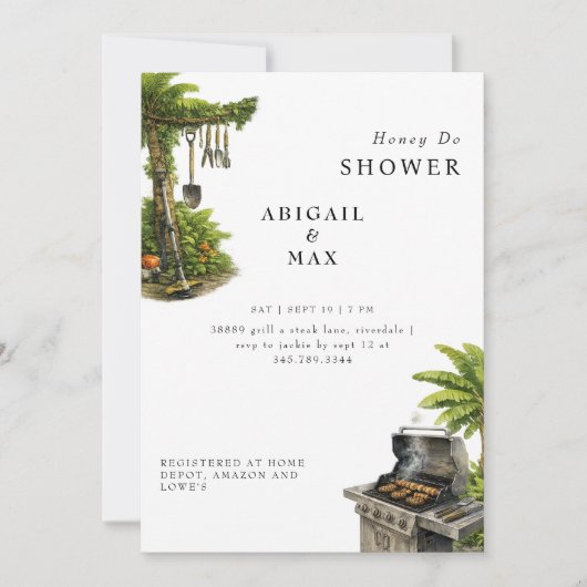Invitation Tropical Honey Do Outils de douche pour couples (Devant)