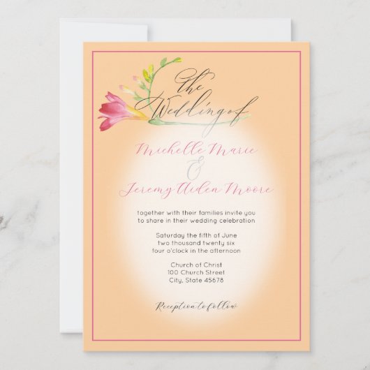 Invitation Tropical Hot Pink Freesia (Devant)