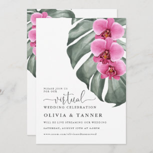 Invitation Tropical Hot Pink Orchids Mariage virtuel
