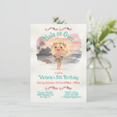 Invitation Tropical Hula Blonde Girl Birthday Party (Debout devant)