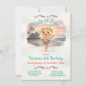 Invitation Tropical Hula Blonde Girl Birthday Party (Devant)