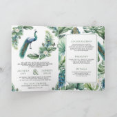 Invitation Tropical Indian Peacock Floral All in One Wedding (Intérieur)