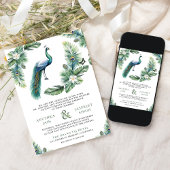 Invitation Tropical Indian Peacock Floral All in One Wedding