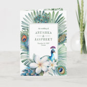 Invitation Tropical Indian Peacock Floral All in One Wedding (Devant)