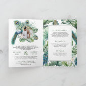 Invitation Tropical Indian Peacock Floral All in One Wedding (Intérieur)