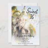 Invitation Tropical Island Palm Tree Sweet 16 Anniversaire (Devant)