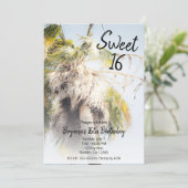 Invitation Tropical Island Palm Tree Sweet 16 Anniversaire (Debout devant)