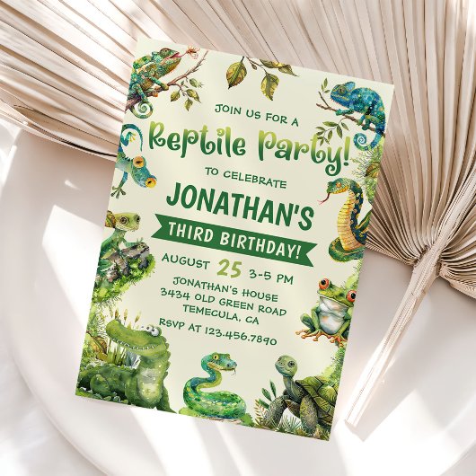Invitation Tropical Jungle Reptile Anniversaire de enfant Par