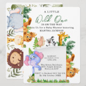 Invitation Tropical Jungle Safari Animals Boy Baby Shower (Devant / Derrière)