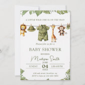 Invitation Tropical Jungle Safari Animals Boy Baby Shower (Devant)