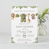 Invitation Tropical Jungle Safari Animals Boy Baby Shower (Debout devant)