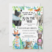 Invitation Tropical Jungle Safari Animals Boy Baby Shower (Devant)