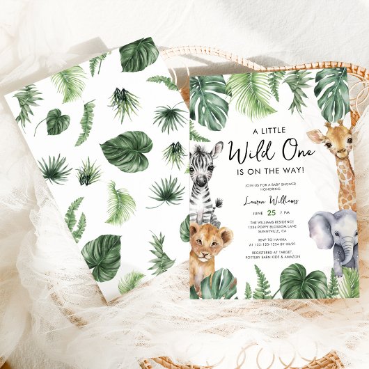 Invitation Tropical Jungle Safari Animaux Baby showers Garçon