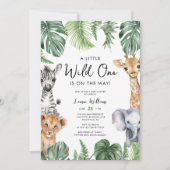 Invitation Tropical Jungle Safari Animaux Baby showers Garçon (Devant)