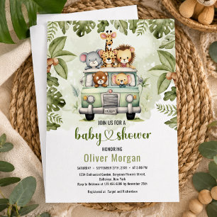 Invitation Tropical Jungle Safari Animaux Garçon Baby Shower