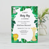 Invitation Tropical Jungle Safari Boy Baby shower Inv (Debout devant)