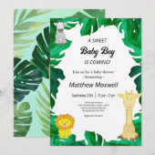 Invitation Tropical Jungle Safari Boy Baby shower Inv (Devant / Derrière)