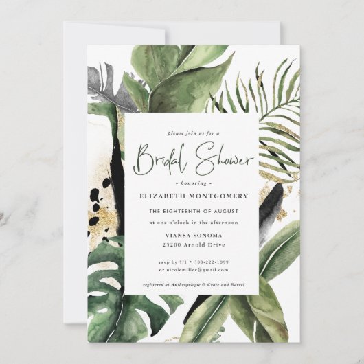 Invitation Tropical Jungle Verdure Shower de Mariée (Devant)