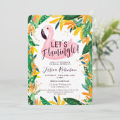 Invitation Tropical laisse flamingler aquarelle douche nuptia (Debout devant)