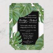 Invitation Tropical Leaf Foliage Beach moderne Couples Douche (Devant / Derrière)