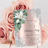 Invitation Tropical Leaf Magnolia Rose Gold Drips 75e