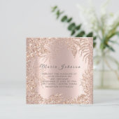 Invitation Tropical Leafs Parties scintillant cadre Blush Ros (Debout devant)