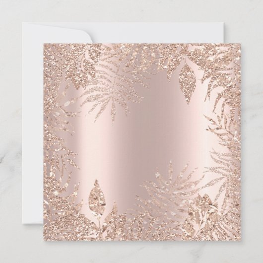Invitation Tropical Leafs Parties scintillant cadre Blush Ros (Dos)