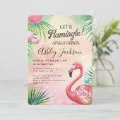 Invitation Tropical Lets Flamingle Fête des mariées d'aquarel (Debout devant)