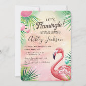 Invitation Tropical Lets Flamingle Fête des mariées d'aquarel (Devant)