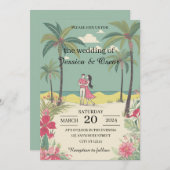 Invitation Tropical Love Story Mariage d'été (Devant / Derrière)