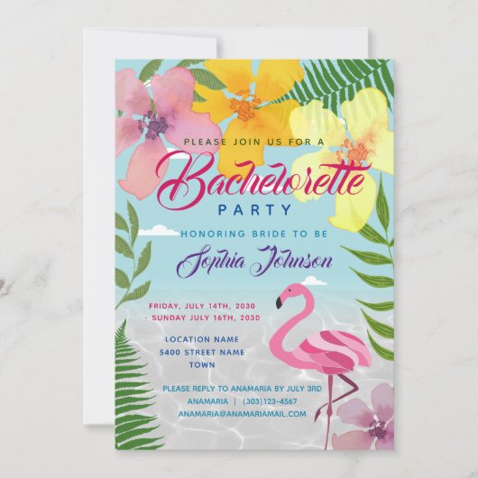 Invitation Tropical Luau Bachelorette (Devant)