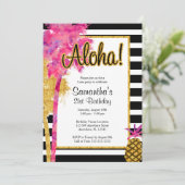 Invitation Tropical Luau Stripes 21e anniversaire (Debout devant)