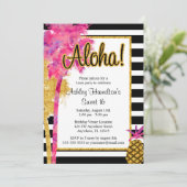 Invitation Tropical Luau Stripes Sweet 16 Anniversaire (Debout devant)