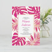 Invitation Tropical magenta feuille mariage douche nuptiale (Debout devant)