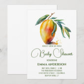Invitation Tropical Mango | Baby Shower (Devant / Derrière)