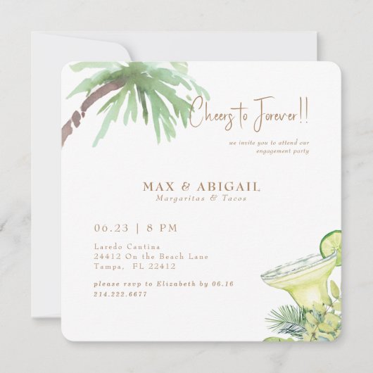 Invitation Tropical Margaritas & Tacos Engagement Party (Devant)