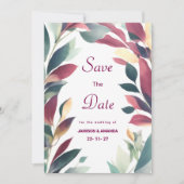 Invitation Tropical menthe orange bordeaux floral Enregistrer (Devant)