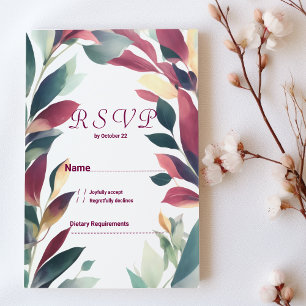 Invitation Tropical menthe orange bordeaux floral RSVP