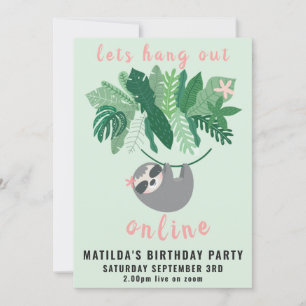 Invitation Tropical mignon paresseux passer la fête d'anniver