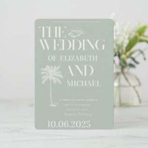 Invitation Tropical minimaliste vert menthe