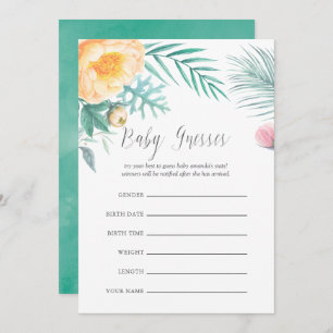 Invitation Tropical Mint Floral Baby shower de deviner jeu