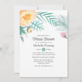 Invitation Tropical Mint Floral Virtual Baby ou Fête des mari (Devant)