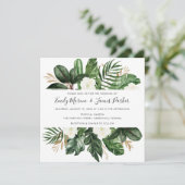 Invitation Tropical Moderne Palm Cactus Blanc Floral (Debout devant)