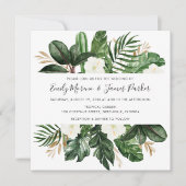 Invitation Tropical Moderne Palm Cactus Blanc Floral (Devant)
