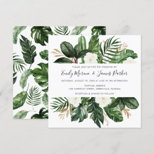 Invitation Tropical Moderne Palm Cactus Blanc Floral